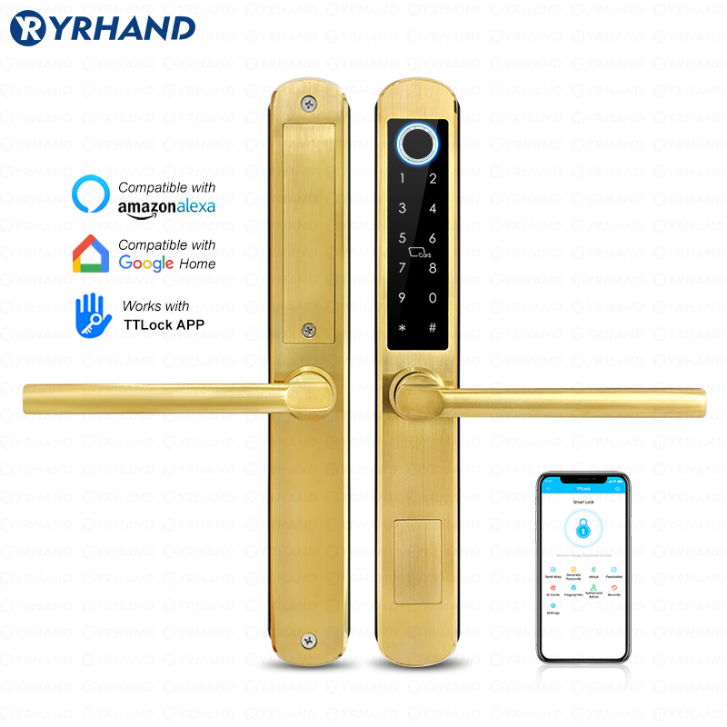 Smart Home Technology - IP66 ทองสแตนเลสกระจกบานเลื่อนสมาร์ทล็อค Ttlock App กับ Google