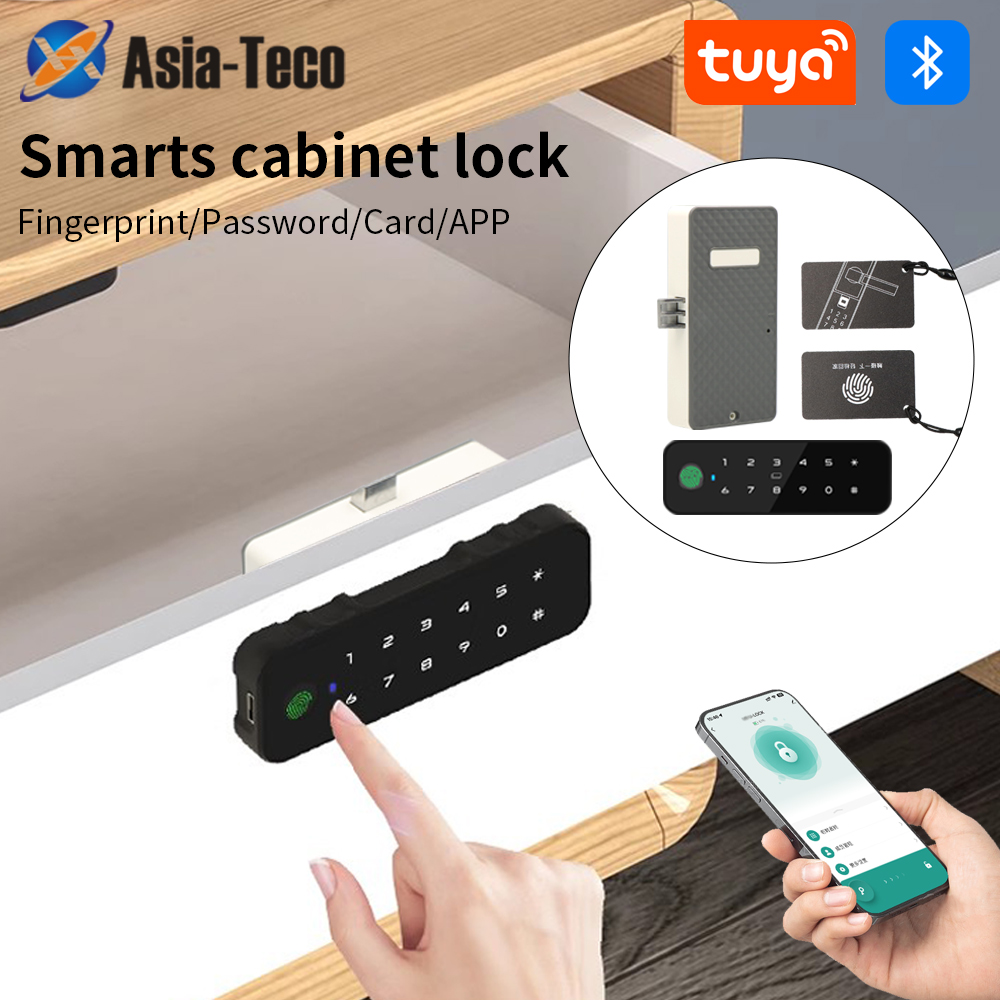 Smart Door Lock - Tuya บลูทูธสมาร์ทตู้ไม้ล็อคลายนิ้วมือ App รีโมทคอนโทรล Keyless การ์ดปลดล็อคประตู