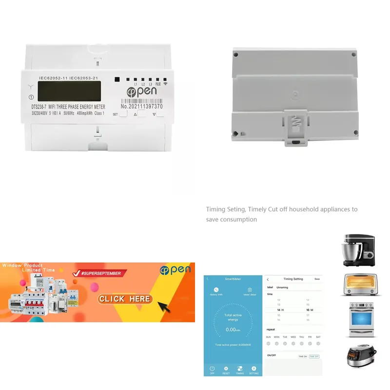 Smart Home App - มิเตอร์วัดพลังงานอัจฉริยะแบบสามเฟส พร้อมระบบป้องกันไฟเกินและไฟตก รองรับแรงดันไฟฟ้า 220V 400V ควบคุมผ่าน