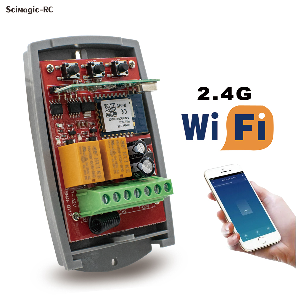 Smart Garage Door Opener - SMG8112 Tuya ตัวรับสัญญาณประตูอัจฉริยะ Wi-Fi 433MHz 2ช่องสวิตช์ควบคุมระยะไกลสำหรับโรงรถประตู