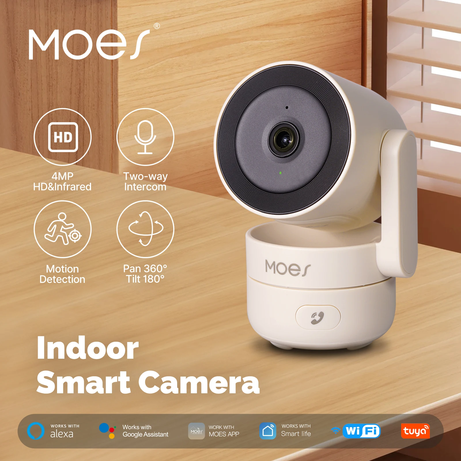 Smart Home Imou - MOESTuya WiFi ในร่ม Pan/Tilt กล้องรักษาความปลอดภัยอัจฉริยะ 4MP