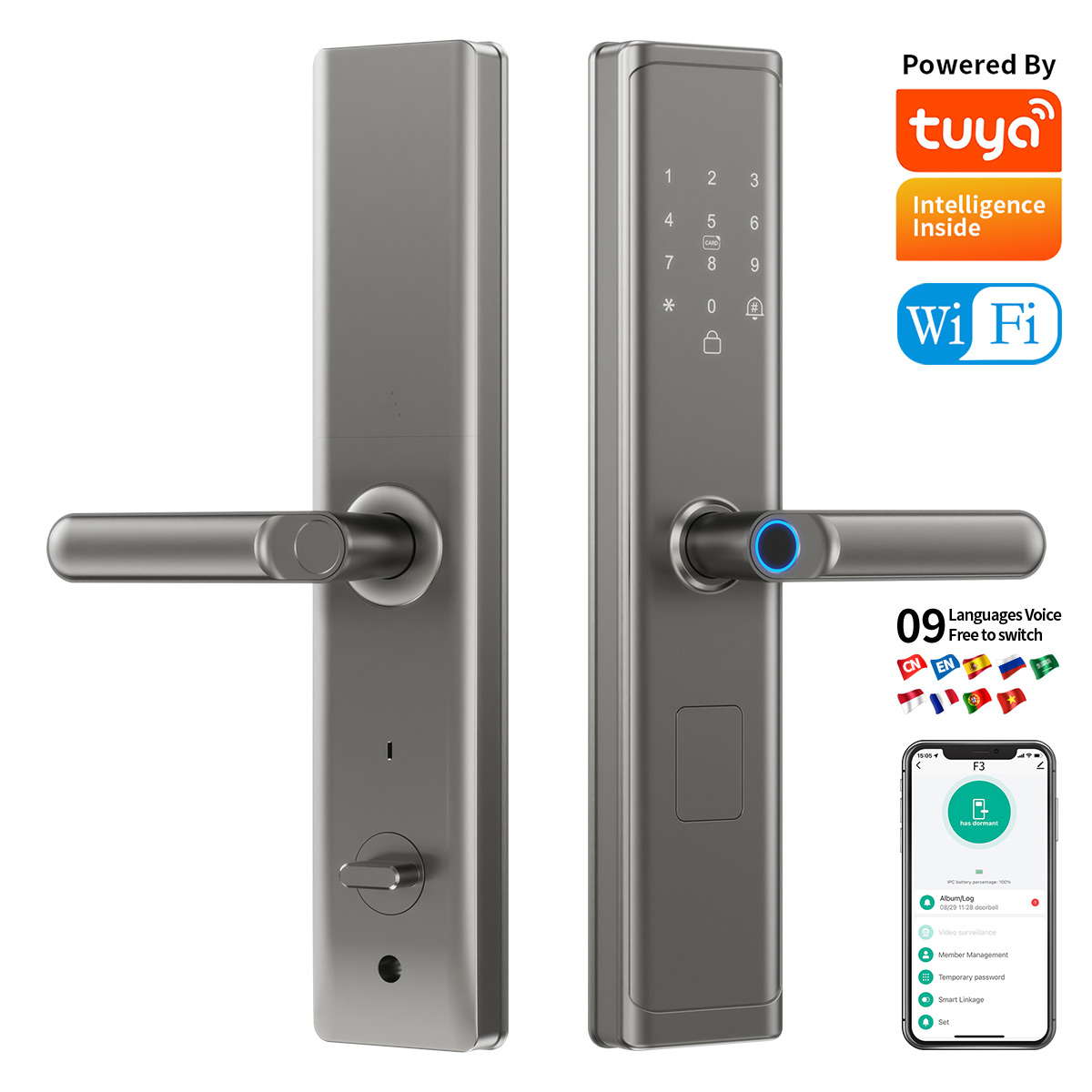 Smart Door Lock - กุญแจล็อคดิจิตอลอัจฉริยะแบบไร้กุญแจ ใช้ลายนิ้วมือ รหัสผ่าน ควบคุมผ่านแอป TTlock เชื่อมต่อ