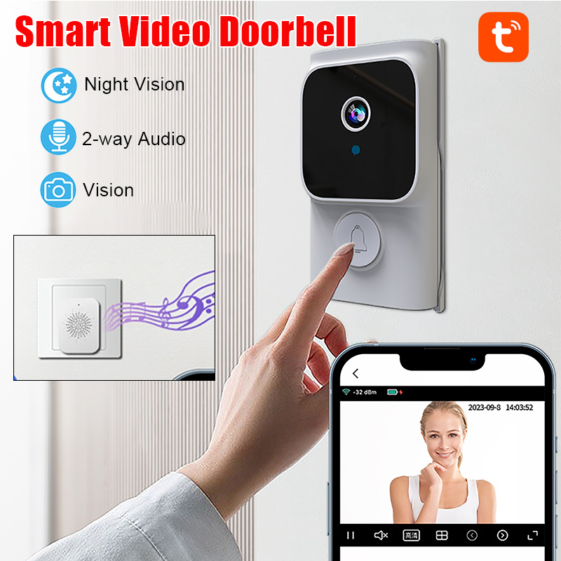 Smart Home Video Doorbell App - ทูย่า วิดีโอออดอัจฉริยะไร้สาย แอพควบคุมระยะไกล อินเตอร์คอมสองทาง ความคมชัดสูง มองเห็นในเวลากลางคืน