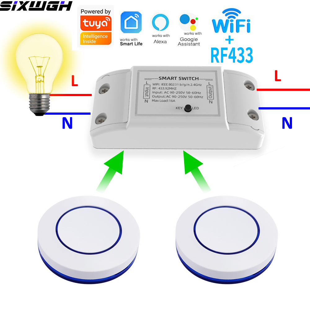 Smart Home Solution - 16A WiFi Tuya สวิตช์อัจฉริยะรีโมทคอนโทรลไร้สายสวิตช์ตั้งเวลาใช้งานร่วมกับแอพสมาร์ทไลฟ์ อเล็กซา กูเกิล