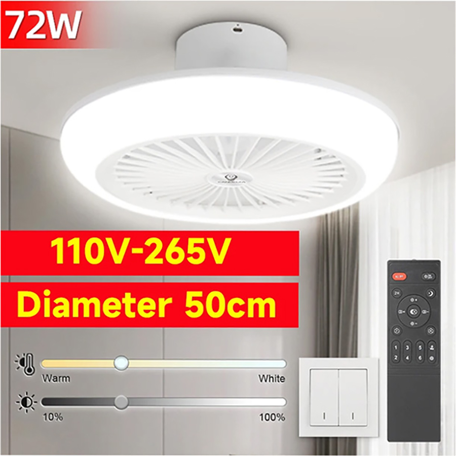 Smart Home Ventilation System - 72W เพดานพัดลมเพดาน 85-265V เพดานพัดลมและรีโมท 3 สีหรี่แสงได้โคมไฟเพดานสําหรับห้องนั่งเล่นห้องนอน