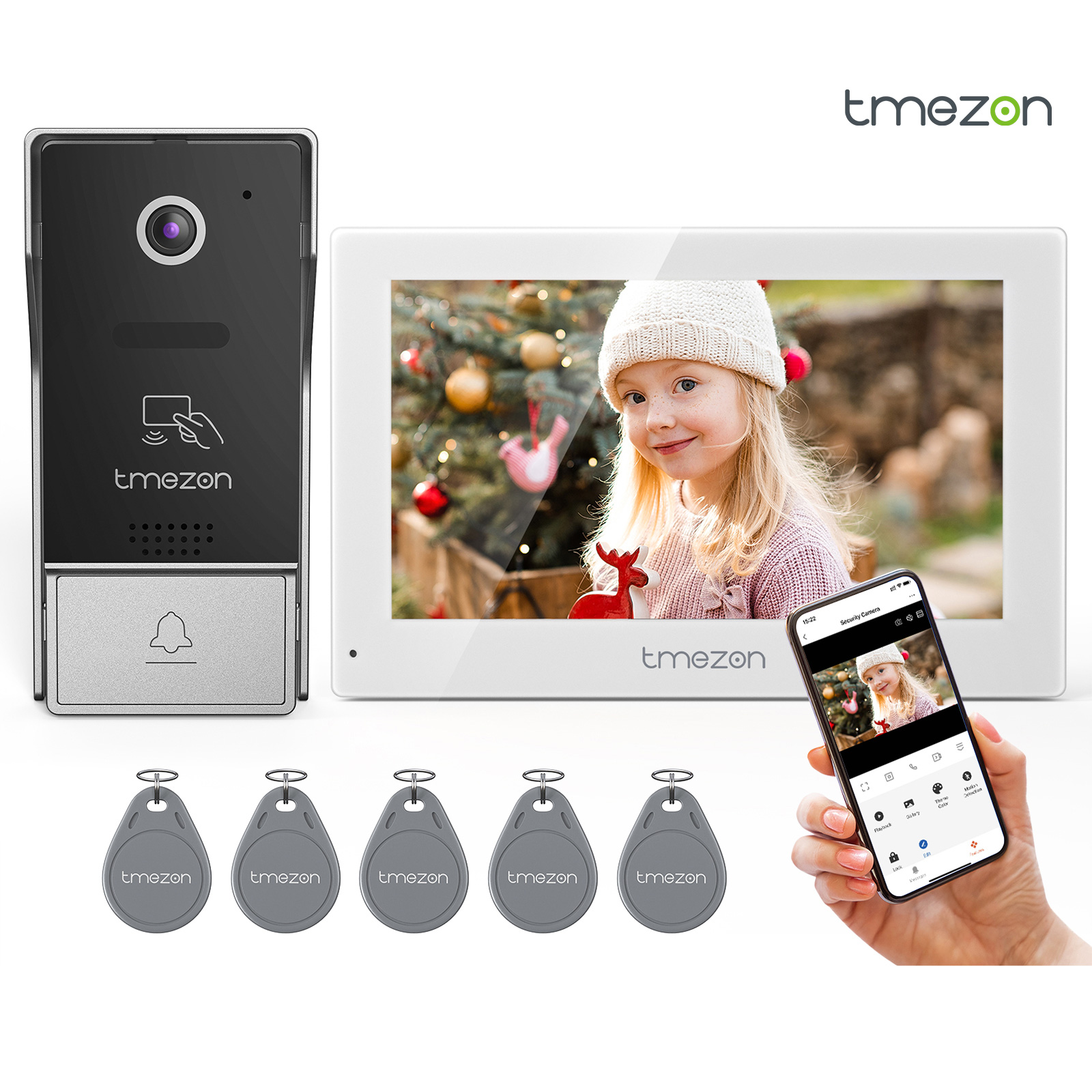 Smart Home Video Doorbell App - จอภาพวิดีโออินเตอร์คอมไร้สายระบบสมาร์ทวายฟายขนาด 7 นิ้ว รองรับแอป Tuya ความละเอียด