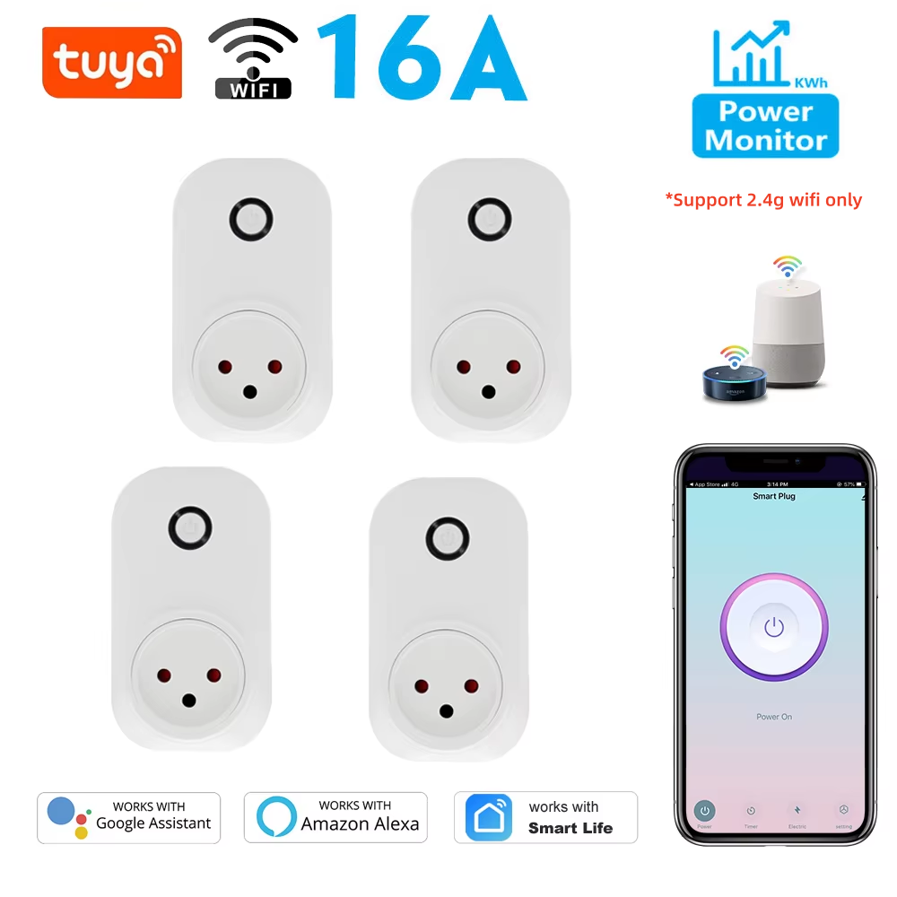 Smart Home Technology - Tuya สมาร์ทซ็อกเก็ตอิสราเอลปลั๊ก 16A Power Monitor สวิตช์ไฟ