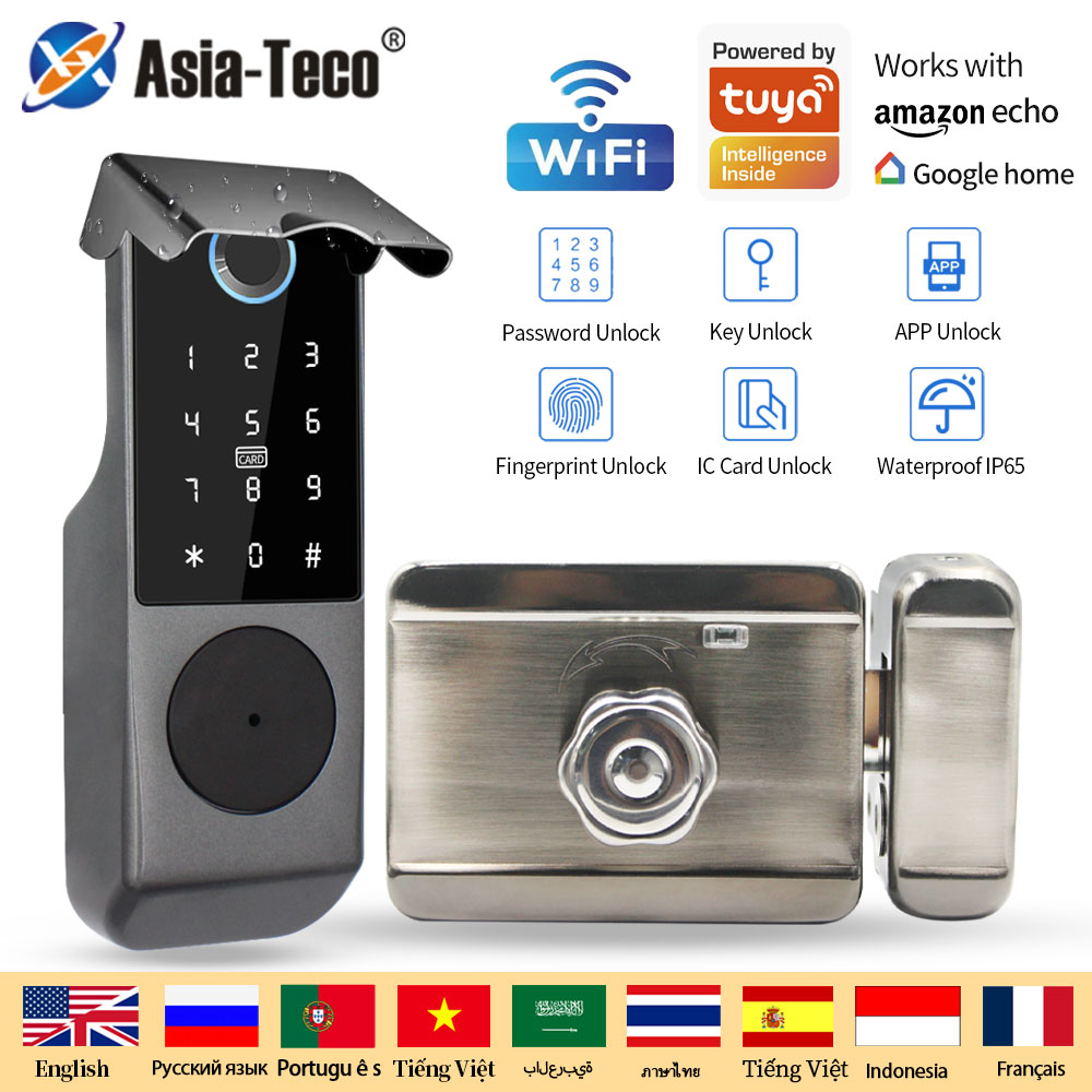 Smart Home Imou - รองรับแอป Tuya ล็อคประตูอัจฉริยะแบบสแกนลายนิ้วมือ สำหรับประตูรั้วภายนอก ใช้รหัสผ่าน บัตร
