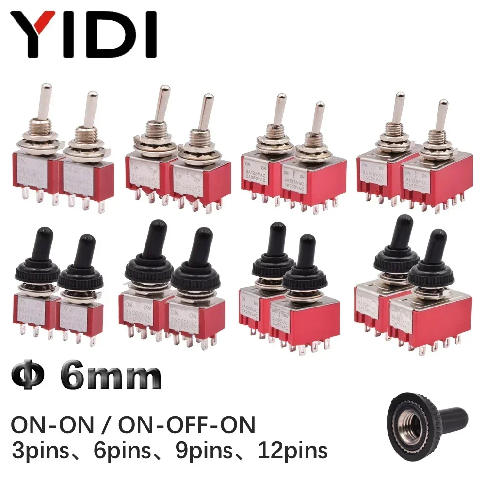 Smart Home Gadgets - 5 ชิ้น สวิตช์สลับขนาดเล็กสีแดง SPDT DPDT 2