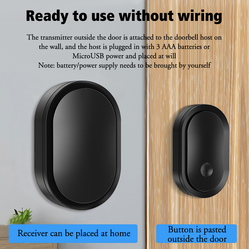 Smart Home Demo Kit - สีดําบ้านกันน้ํา USB หรือแบตเตอรี่ไร้สาย Doorbell 300M สมาร์ทหน้าแรกประตู