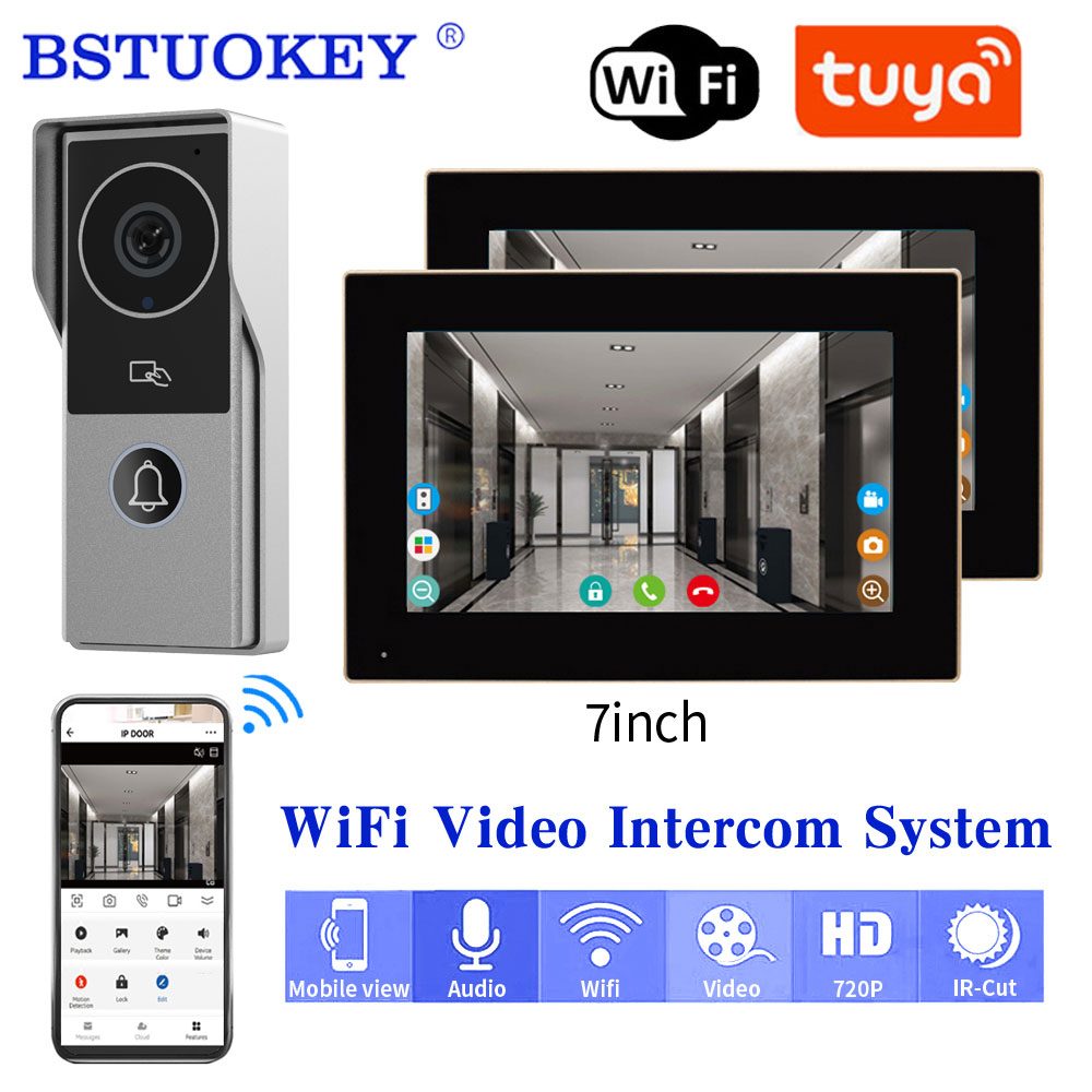 Smart Home Video Doorbell App - กริ่งประตูวิดีโอไร้สาย TUYA 1080P หน้าจอสัมผัส 7/10 นิ้ว