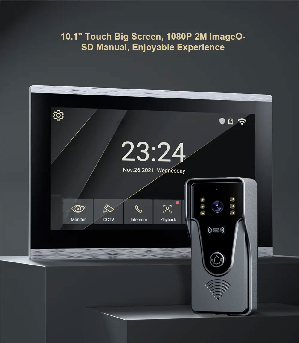 Tuya 1080P 10 นิ้วหน้าจอสัมผัส - Smart Home Video Doorbell App บทวิจารณ์และราคา